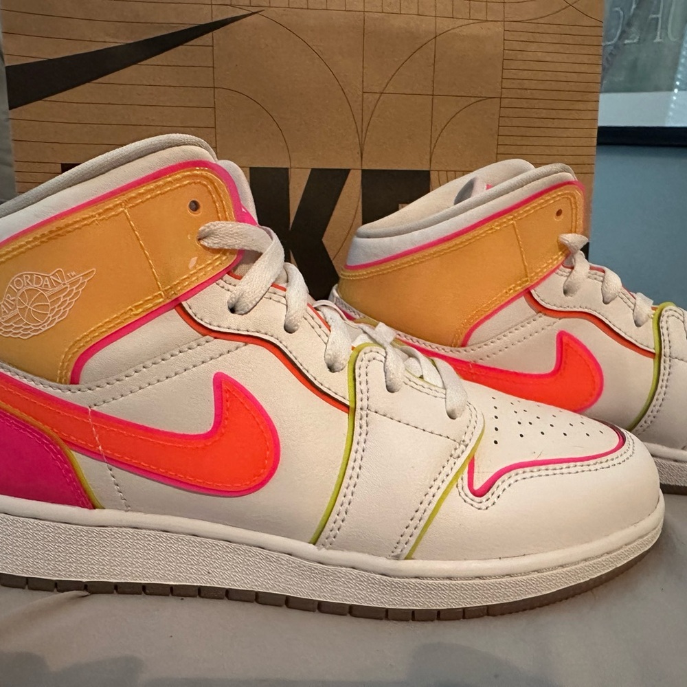 Nike Kids' White and Neon High-Top Sneakers